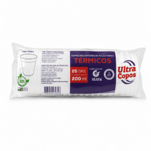 Copo Térmico de Poliestireno Ultra Copos 200 ml – 25 unidades