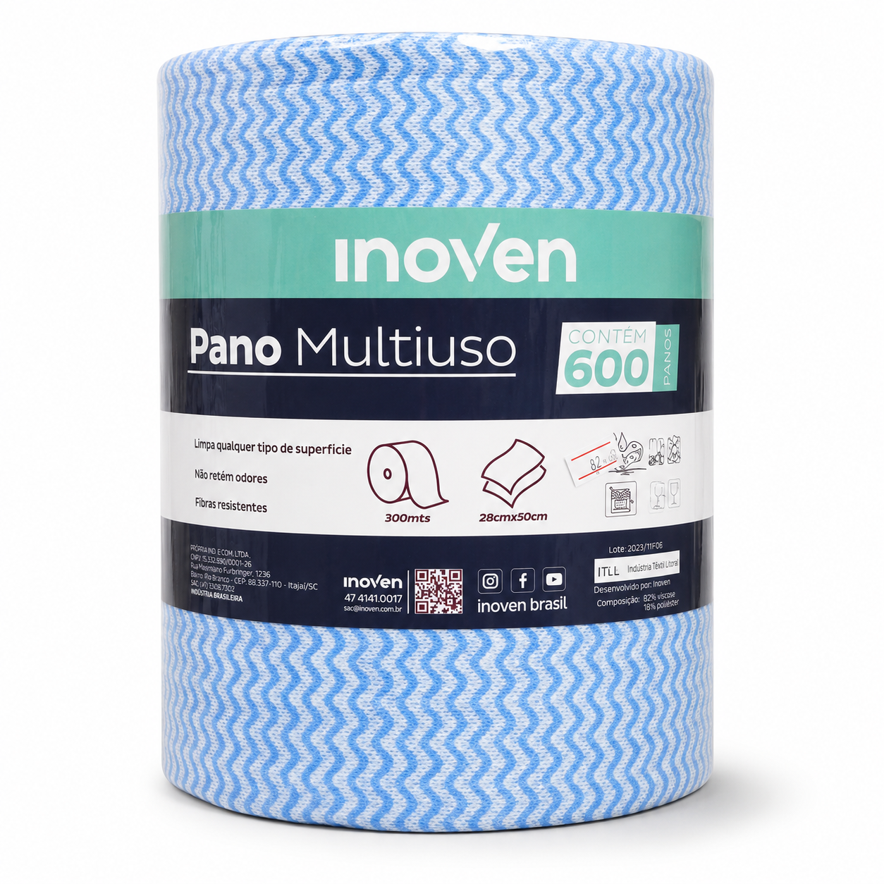 Pano Multiuso Inoven 28 × 50 cm – Rolo com 600 Panos