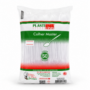 Colher Descartável Master Cristal Plastilânia – 50 unidades